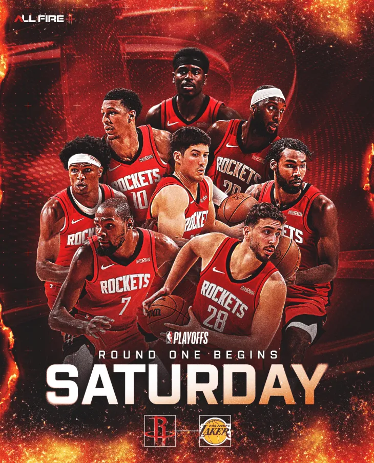 4月19日开打!火箭官方发布火湖大战G1的预热海报